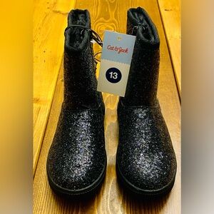 Cat & Jack Kids Glitter Boots - Black